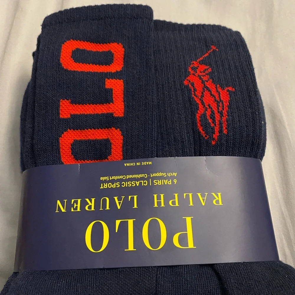 Polo Ralph Lauren Sport Socks - 6 pairs - Navy Blue - NEW - Picture 3 of 4